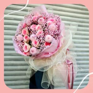 Bó Hồng Pink mix Ping Pong HB0009